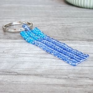 Artisan Blue Beaded Keychain